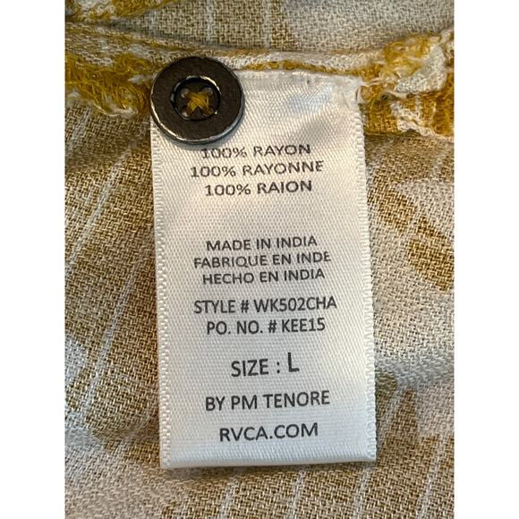 RVCA Mustard Yellow Floral Print Flowy Tank Large - Picture 5 of 7